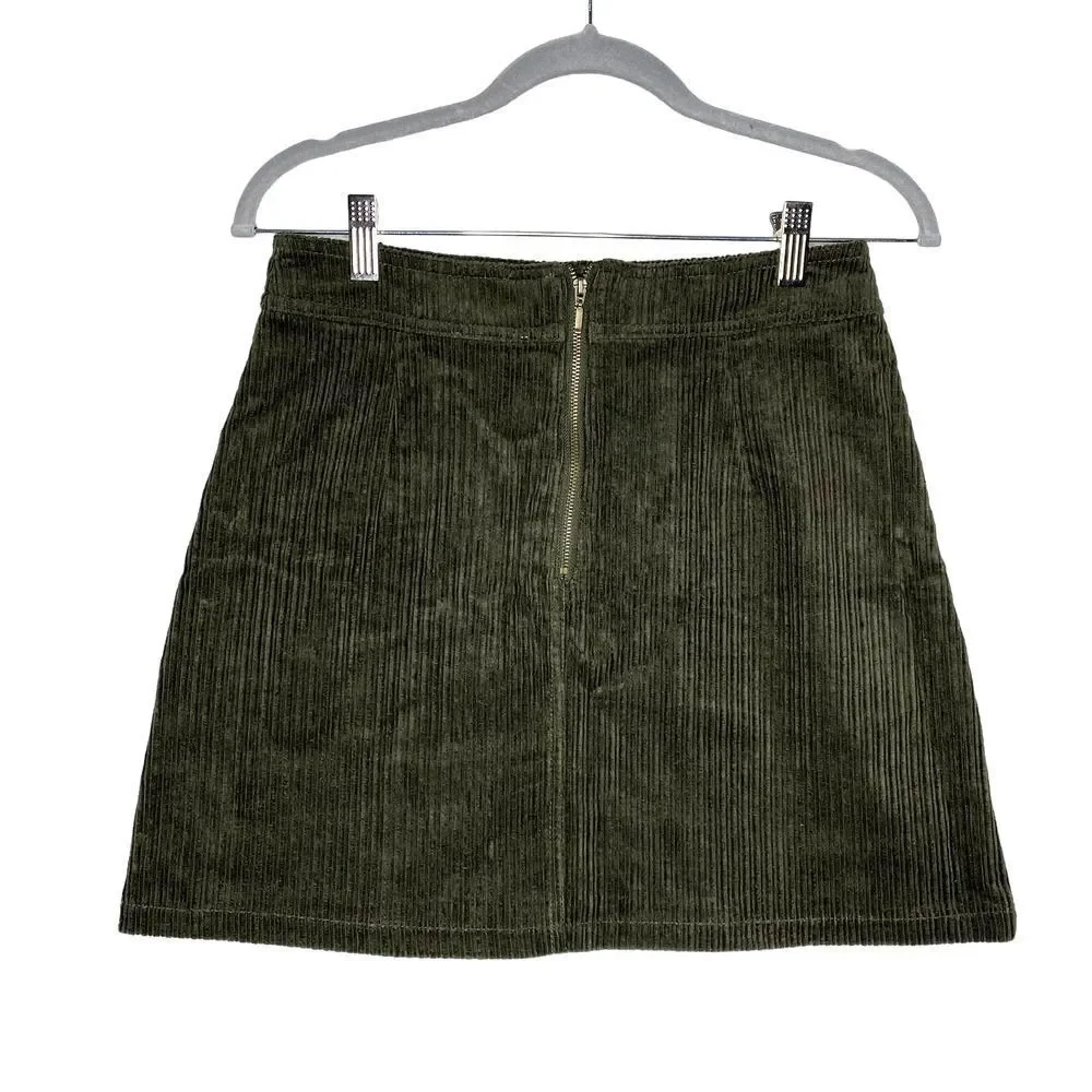 Francesca's Mi Ami Tamm Zip Corduroy Mini Skirt Green Small New Academia Fall